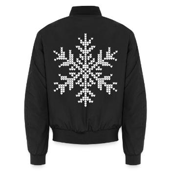 Schneeflocken Weihnachtspullover Muster Schneefall - Unisex Bomberjacke - Schwarz - Hinten - AI Model Male 185 light (185cm)