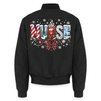 Krankenschwester Weihnachtsfeiertag Humor Winterschicht - Unisex Bomberjacke - Schwarz - Hinten - AI Model Male 185 light (185cm)