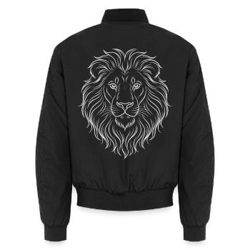 Löwenkopf Linienzeichnung - Unisex Bomberjacke - Schwarz - Hinten - AI Model Male 185 light (185cm)