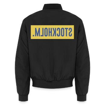 Schweden Stockholm Geschenkidee  - Unisex Bomberjacke - Schwarz - Hinten - AI Model Male 185 light (185cm)