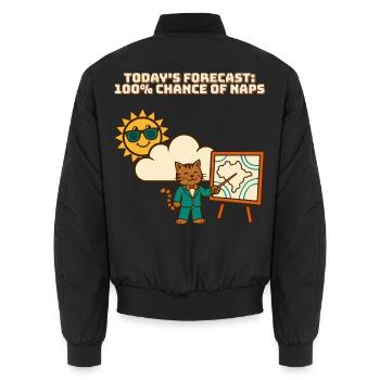 Die heutige Prognose: 100%ige Chance auf Nickerchen, lustige Katze - Unisex Bomberjacke - Schwarz - Hinten - AI Model Male 185 light (185cm)