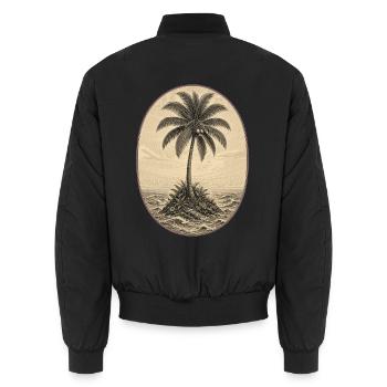 Island Palm Vintage-Gravur - Unisex Bomberjacke - Schwarz - Hinten - AI Model Male 185 light (185cm)