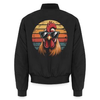 Retro Hahn Sonnenbrille Sonnenuntergang Hühner - Unisex Bomberjacke - Schwarz - Hinten - AI Model Male 185 light (185cm)