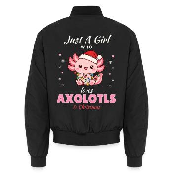 Just a Girl who loves Axolotls & Christmas - Unisex Bomberjacke - Schwarz - Hinten - AI Model Male 185 light (185cm)