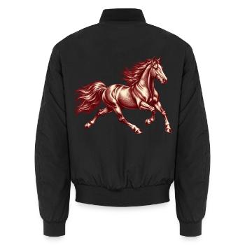 Galoppierendes Pferd Vintage-Gravur Burgund - Unisex Bomberjacke - Schwarz - Hinten - AI Model Male 185 light (185cm)