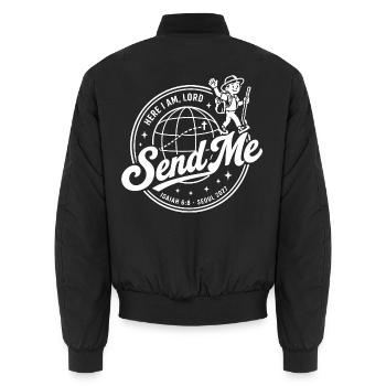  Hier Bin Ich, Herr, Sende Mir Jesaja 6 8 Seoul - Unisex Bomberjacke - Schwarz - Hinten - AI Model Male 185 light (185cm)