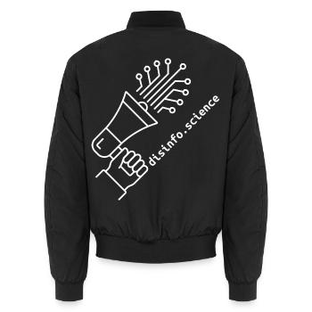 Disinfo Science – Think Critically - Unisex Bomberjacke - Schwarz - Hinten - AI Model Male 185 light (185cm)