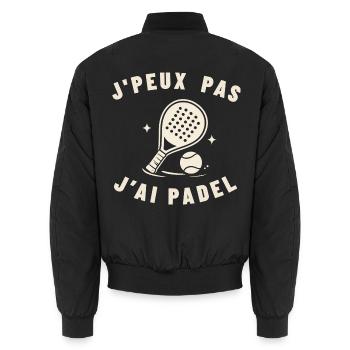 Ich kann nicht, ich habe Padel - Unisex Bomberjacke - Schwarz - Hinten - AI Model Male 185 light (185cm)