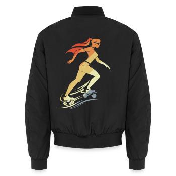 Weiblicher Roller Skater - Unisex Bomberjacke - Schwarz - Hinten - AI Model Male 185 light (185cm)