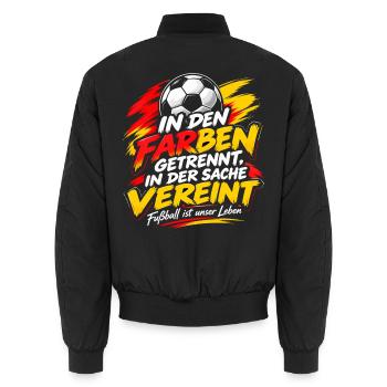 In den Farben getrennt – In der Sache vereint - Unisex Bomberjacke - Schwarz - Hinten - AI Model Male 185 light (185cm)