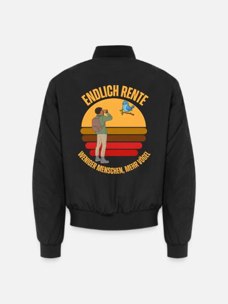 Endlich Rente Vogelbeobachtung Retro - Unisex Bomberjacke - Schwarz