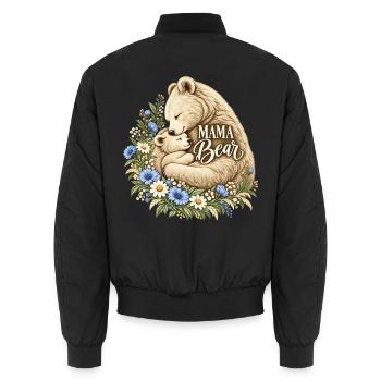 Vintage Kornblume Süße Mutter Mama Bär - Unisex Bomberjacke - Schwarz - Hinten - AI Model Male 185 light (185cm)
