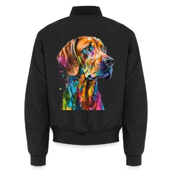 Rhodesian Ridgeback Bunte Pop Art Splash Art Hund - Unisex Bomberjacke - Schwarz - Hinten - AI Model Male 185 light (185cm)
