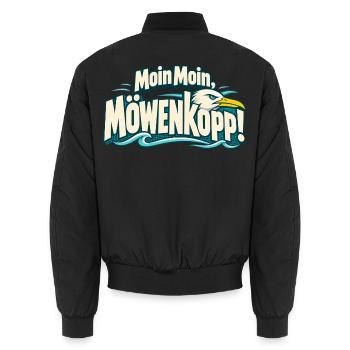 Moin Moin Möwenkopp Norddeutschland Küstenkind - Unisex Bomberjacke - Schwarz - Hinten - AI Model Male 185 light (185cm)
