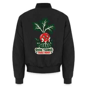 Gute Dinge Wachsen Wurzeln - Unisex Bomberjacke - Schwarz - Hinten - AI Model Male 185 light (185cm)