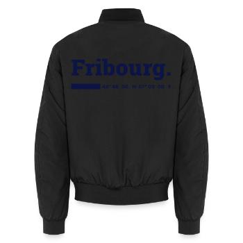 Fribourg Koordinaten - Unisex Bomberjacke - Schwarz - Hinten - AI Model Male 185 light (185cm)