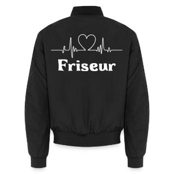 Friseur - Frisör - Unisex Bomberjacke - Schwarz - Hinten - AI Model Male 185 light (185cm)