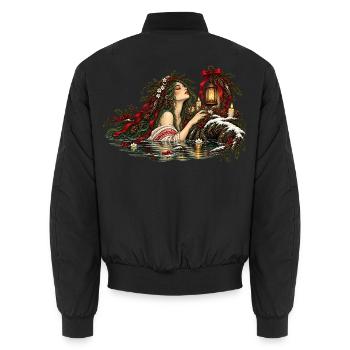 Weihnachts-Rusalka-Slawisches Wassergeist-Design - Unisex Bomberjacke - Schwarz - Hinten - AI Model Male 185 light (185cm)