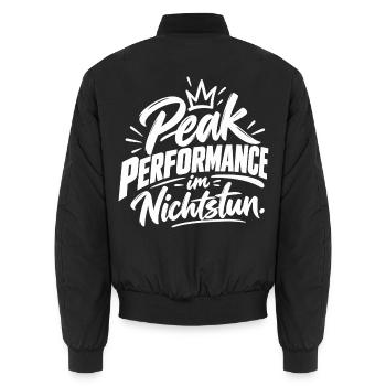 Peak Performance Mittwoch Graffiti - Unisex Bomberjacke - Schwarz - Hinten - AI Model Male 185 light (185cm)