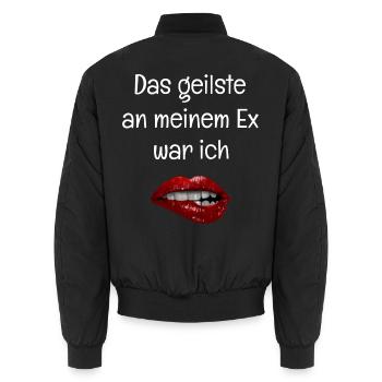 Das geilste an meinem Ex war ich - Rote Lippen - Unisex Bomberjacke - Schwarz - Hinten - AI Model Male 185 light (185cm)