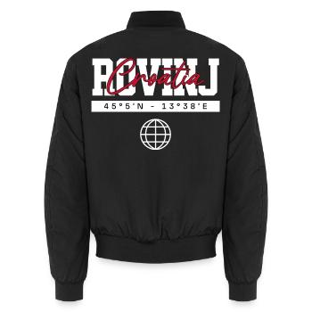 Rovinj Kroatien Koordinaten Reise Souvenir - Unisex Bomberjacke - Schwarz - Hinten - AI Model Male 185 light (185cm)