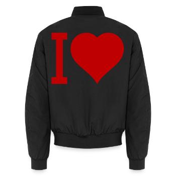 Ich liebe Herz-Icon Typografie - Unisex Bomberjacke - Schwarz - Hinten - AI Model Male 185 light (185cm)