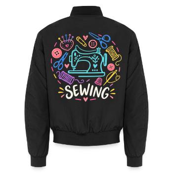 Love Sewing Machine Craft - Unisex Bomberjacke - Schwarz - Hinten - AI Model Male 185 light (185cm)