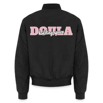 Doula hält den Raum - Unisex Bomberjacke - Schwarz - Hinten - AI Model Male 185 light (185cm)
