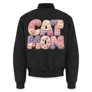 Cat Mom – Katzenmama Geschenk süßen 3D Patchwork - Unisex Bomberjacke - Schwarz - Hinten - AI Model Male 185 light (185cm)