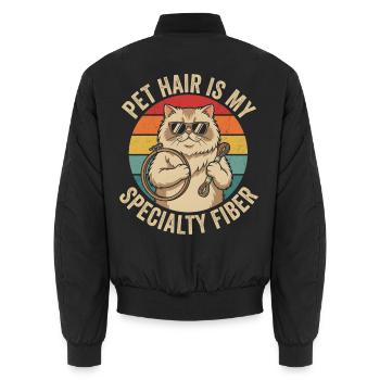 Haustierhaar-Spezialfaser-Lustige Katze - Unisex Bomberjacke - Schwarz - Hinten - AI Model Male 185 light (185cm)