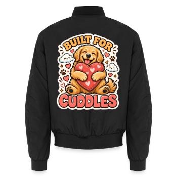 Built for Cuddles – Knuddel-Hund mit Herz - Unisex Bomberjacke - Schwarz - Hinten - AI Model Male 185 light (185cm)