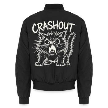 Crashout CartoonWut Katze - Unisex Bomberjacke - Schwarz - Hinten - AI Model Male 185 light (185cm)