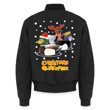 Weihnachtsquacker – Weihnachtsenten - Unisex Bomberjacke - Schwarz - Hinten - AI Model Male 185 light (185cm)
