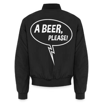 Ein Bier, bitte! (Sprechblase, Trinken, Down W) - Unisex Bomberjacke - Schwarz - Hinten - AI Model Male 185 light (185cm)