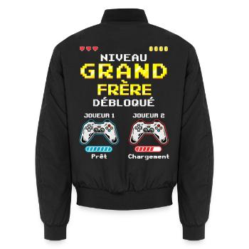 Big Brother Level freigeschalteter Gamer Bald Zukunft - Unisex Bomberjacke - Schwarz - Hinten - AI Model Male 185 light (185cm)