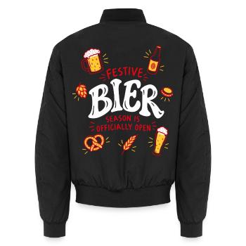Festive Bier Season Weihnachten Bier lustig - Unisex Bomberjacke - Schwarz - Hinten - AI Model Male 185 light (185cm)