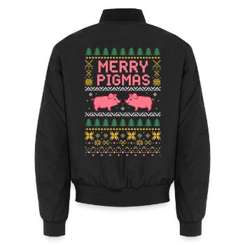 Merry Pigmas Ugly Christmas Sweater - Unisex Bomberjacke - Schwarz - Hinten - AI Model Male 185 light (185cm)