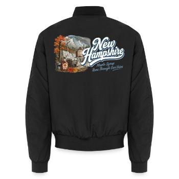 New Hampshire Retro Vintage Granite State Design - Unisex Bomberjacke - Schwarz - Hinten - AI Model Male 185 light (185cm)