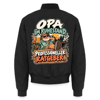 Opa im Ruhestand: Profi Ratgeber - Unisex Bomberjacke - Schwarz - Hinten - AI Model Male 185 light (185cm)