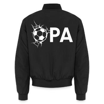Opa mit Fußball – Weiß - Unisex Bomberjacke - Schwarz - Hinten - AI Model Male 185 light (185cm)