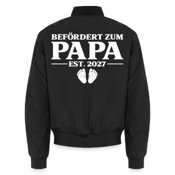 Schwangerschaft verkünden Befördert zum Papa 2027 - Unisex Bomberjacke - Schwarz - Hinten - AI Model Male 185 light (185cm)