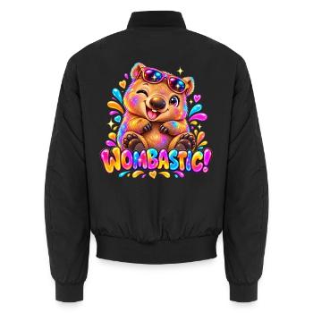 Wombastic Wombat Regenbogen - Unisex Bomberjacke - Schwarz - Hinten - AI Model Male 185 light (185cm)