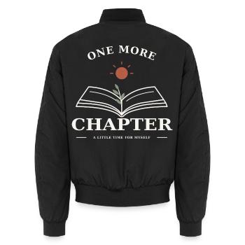 One More Chapter – Buch & Lesezeit - Unisex Bomberjacke - Schwarz - Hinten - AI Model Male 185 light (185cm)