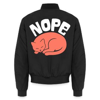 Schlafende Katze – Nope - Unisex Bomberjacke - Schwarz - Hinten - AI Model Male 185 light (185cm)