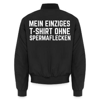 Mein einziges T-Shirt ohne Spermaflecken - Unisex Bomberjacke - Schwarz - Hinten - AI Model Male 185 light (185cm)