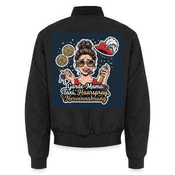 Garde-Mama – Taxi, Haarspray, Nerven - Unisex Bomberjacke - Schwarz - Hinten - AI Model Male 185 light (185cm)