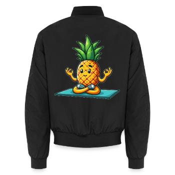Ananas Frucht Yoga Meditation Sommer Vibes - Unisex Bomberjacke - Schwarz - Hinten - AI Model Male 185 light (185cm)