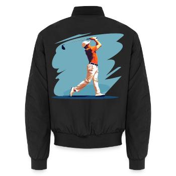 Golfspieler Grafik - Unisex Bomberjacke - Schwarz - Hinten - AI Model Male 185 light (185cm)