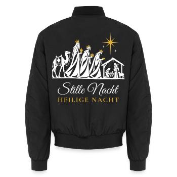 Weihnachtspullover christlich Krippe Stille Nacht - Unisex Bomberjacke - Schwarz - Hinten - AI Model Male 185 light (185cm)