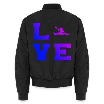 Geschenkidee für eine Wildwasserfahrerin mit Kajak - Unisex Bomberjacke - Schwarz - Hinten - AI Model Male 185 light (185cm)